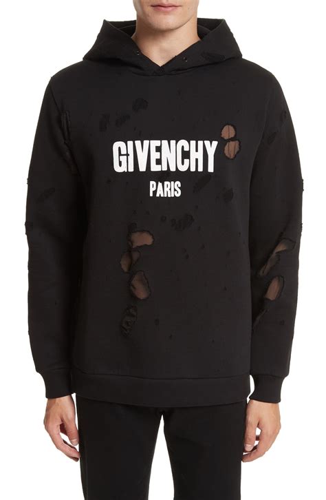 givenchy paris distressed hoodie|Givenchy distressed layered hoodie.